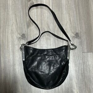 VTG MICHAEL Michael Kors Black Bennet Large Leather Shoulder Crossbody Bag